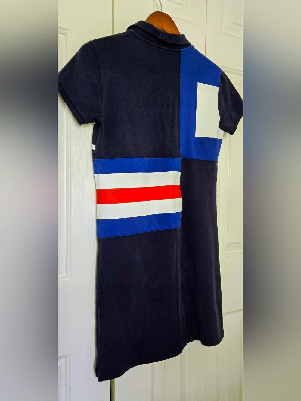 Polo by Ralph Lauren Navy Blue & White Colorblock Polo Dress with Red Stripe - Picture 15 of 16